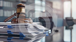 The gavel on legal documents.AI generated image