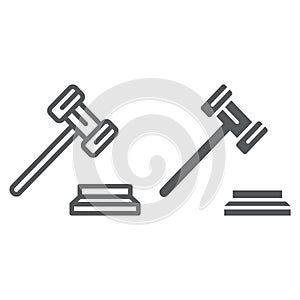 Gavel line and glyph icon, justice and judge, hammer sign, vector graphics, a linear pattern on a white background.