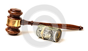 Gavel with money