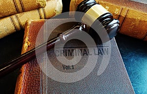 Gavel on old Criminal Law books