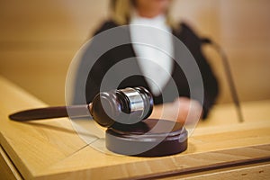 Gavel resting on sounding block