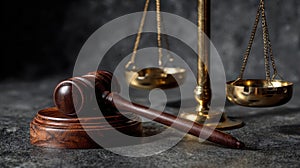The gavel and scales of justice symbolizing the legal system. AI generated image