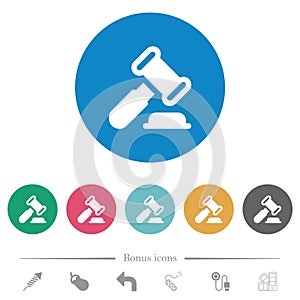 Gavel solid flat round icons