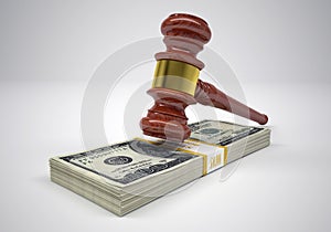 Gavel and wads money