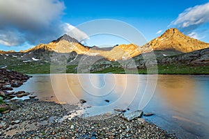 Gavia Pass at sunset, Ponte di Legno, Italy photo