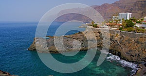 Gavilan beach, Los Gigantes cliffs. Ocean coast in town Puerto de Santiago, Tenerife. Canary Islands, Spain.