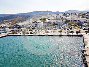 gavrio city and port in andros island greece