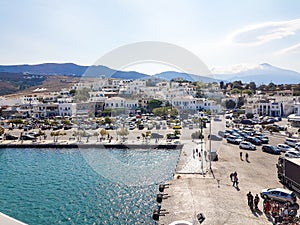 gavrio city and port in andros island greece