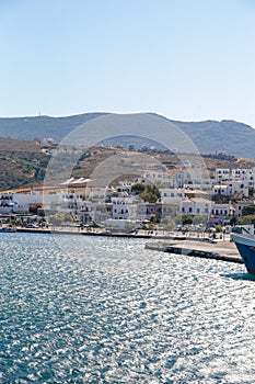 gavrio city and port in andros island greece