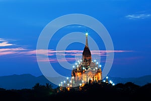 Gawdawpalin pagoda at twilight in Bagan, Myanmar