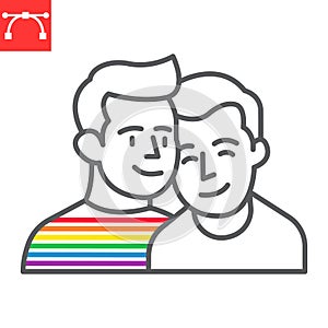 Gay couple line icon