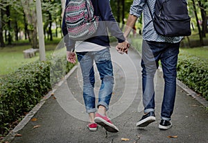 Gay Couple Love Outdoors Concept