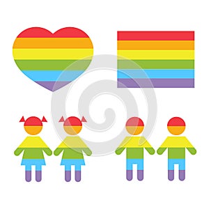 Gay family LGBT rights raibow icons white