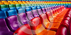 Gay flag stadium seats. Sports Gay Games Olympics competition concept