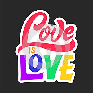 Gay lettering quote. LGBT pride slogan. Human rights and tolerance. Hand drawn poster. Vector illustration