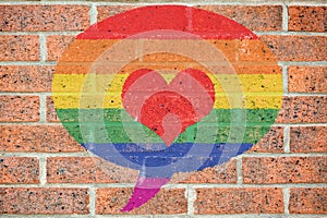 Gay pride colored speech bubble
