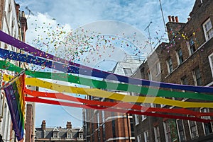 Gay Pride Flag and confetti colours