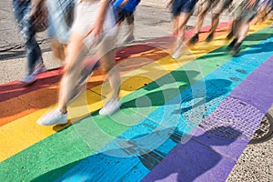 Gay pride flag crosswalk