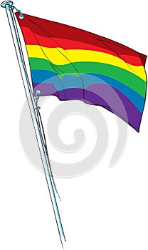 Gay pride flag waving