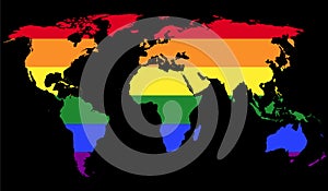 Gay pride flag in the world map