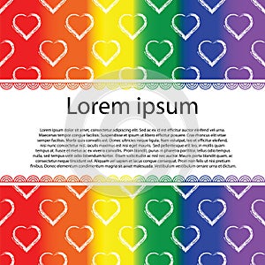 Gay Pride lettering on Valentines card. LGBT rights concept.