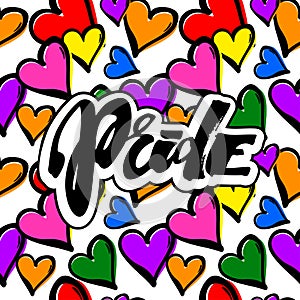 Gay pride rainbow colored hearts seamless pattern.