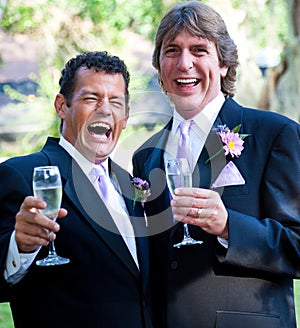 Gay Wedding - Champagne and Laughter