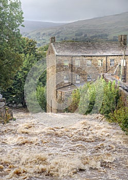 Gayle Mill House on Gayle Beck, Gayle Village, swollen beck