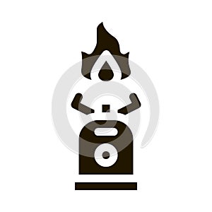 Gaz Cylinder With Fire For Cooking glyph icon