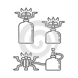Gaz stove vector icon set