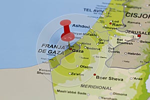 Gaza pin in a map photo