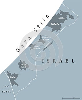 Gaza Strip political map gray photo