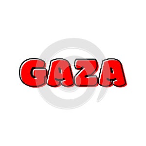 Gaza vector typography with red color on white background