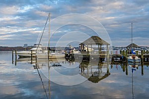 Gazebo and boats on the waterfront in Alexandria, Virginia photo
