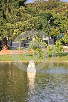 Gazebo, coreto in the middle of a lake in Quinta da Boa Vista public park photo