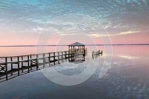 Gazebo on Currituck Sound NC at Sunrise