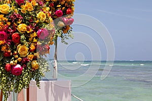 Gazebo. Flowers. Mexico. Ocean view. Caribbean gazebo