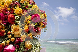 Gazebo. Flowers. Mexico. Ocean view. Caribbean gazebo