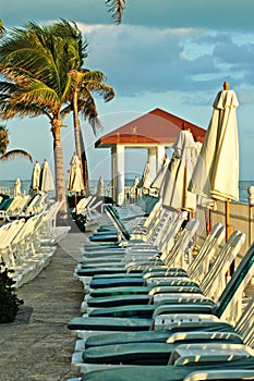 Gazebo, green chair, palms in cancun