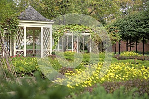 Gazebo in landscaped garden