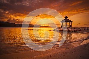 Gazebo at Montego Bay at sunset