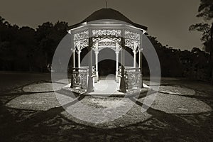 Gazebo in park at night