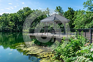 Gazebo at Quarry Lake in Naperville Illinois near the Riverwalk