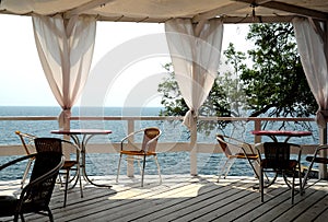 A gazebo for relaxing near the sea