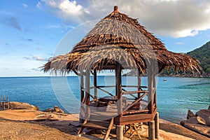 Gazebo on a rock overviewing the sea