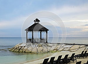 Gazebo on rocky pier