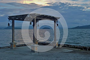 Gazebo by Taal Lake at Sunset