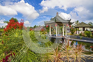 Gazebo under blue sly.