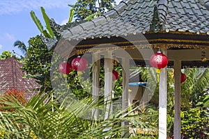 Gazebo under blue sly.