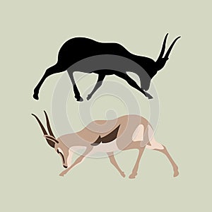 Gazelle antelope vector illustration flat style black silhouette